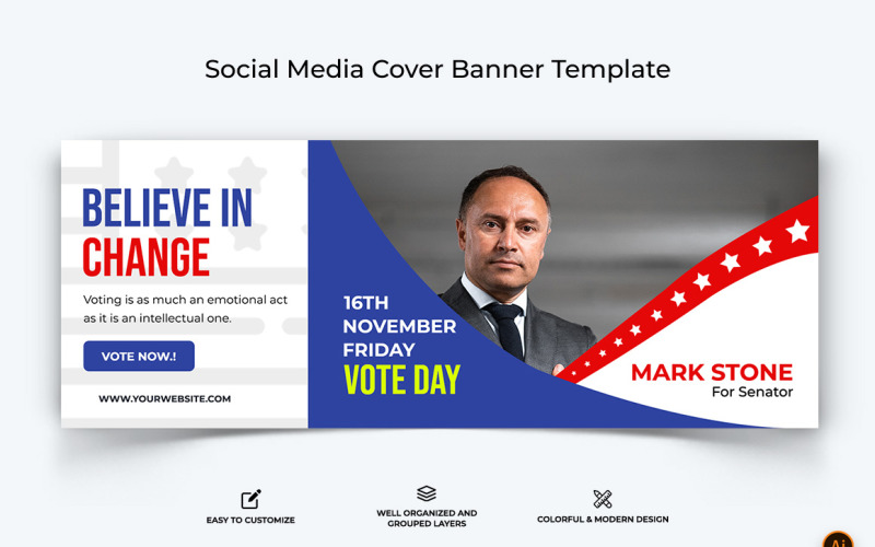 Political Campaign Facebook Cover Banner Design-06 Social Media