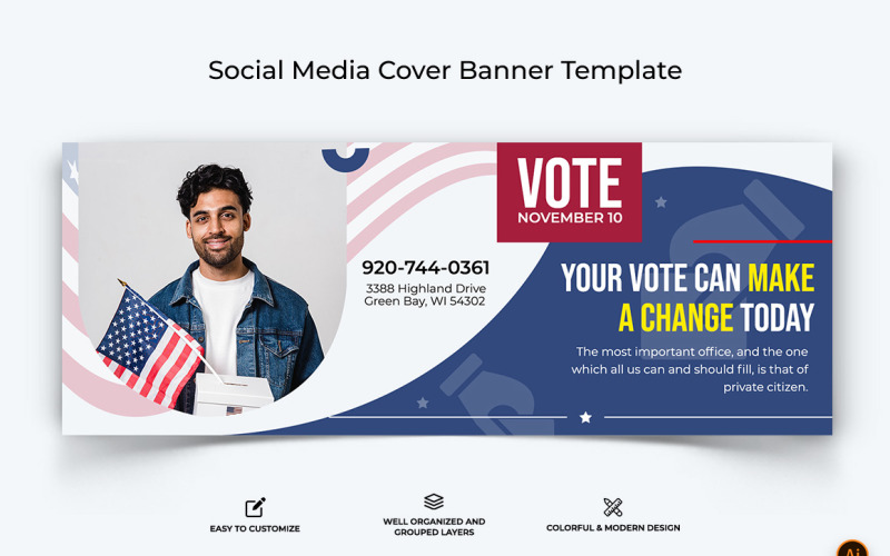 Political Campaign Facebook Cover Banner Design-10 Social Media