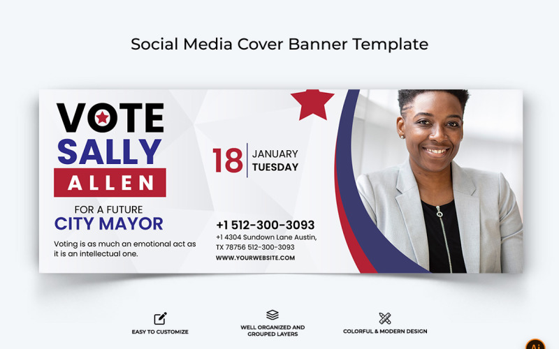 Political Campaign Facebook Cover Banner Design-12 Social Media
