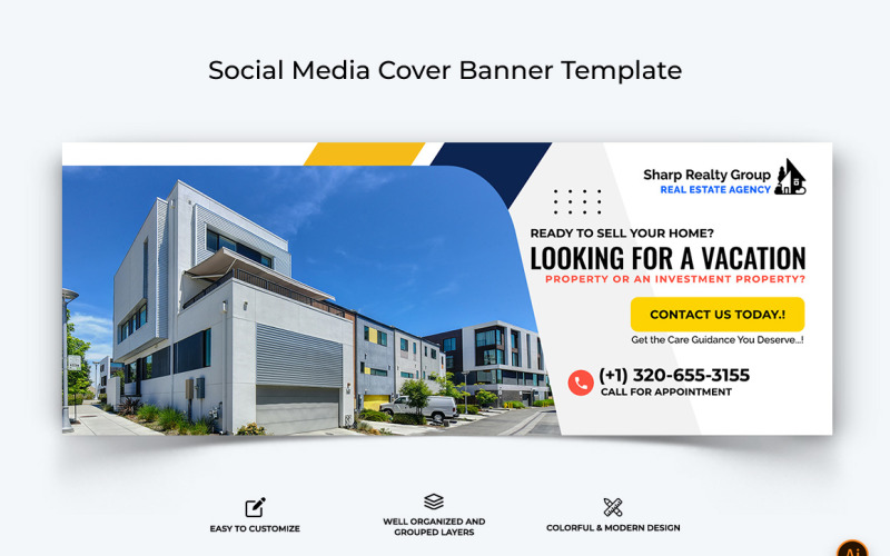 Real Estate Facebook Cover Banner Design-07 Social Media