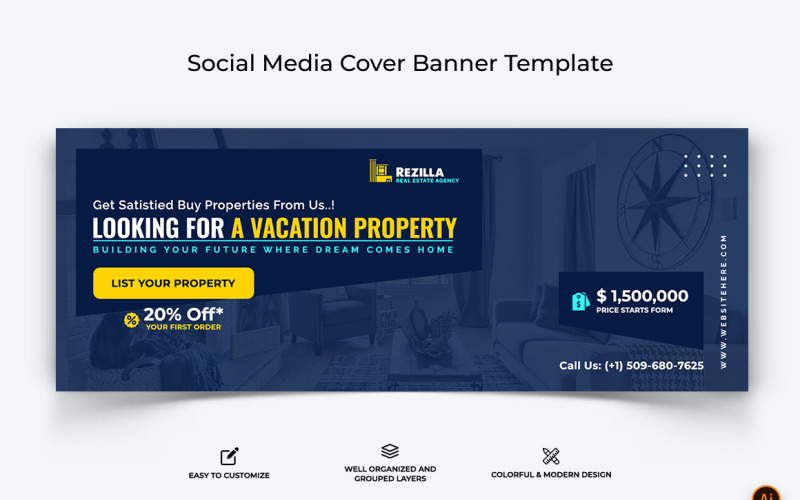 Real Estate Facebook Cover Banner Design-17 Social Media