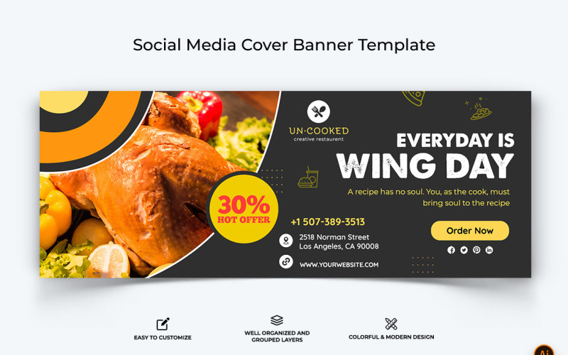 Restaurant and Food Facebook Cover Banner Design-01 Social Media