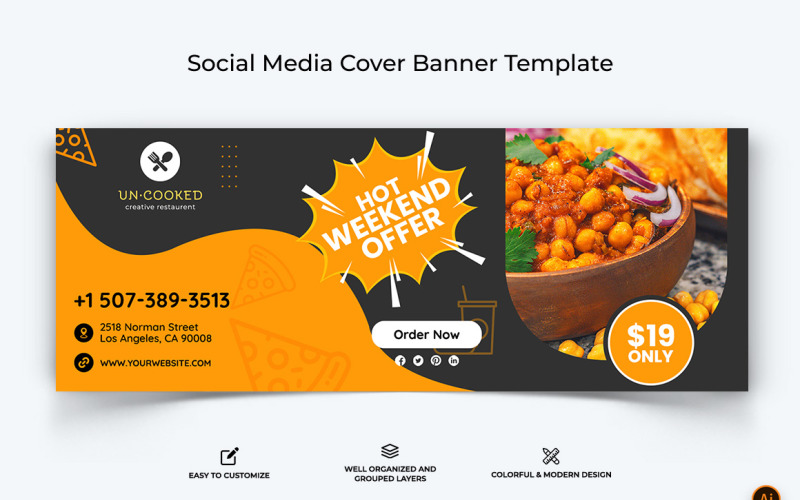 Restaurant and Food Facebook Cover Banner Design-02 Social Media