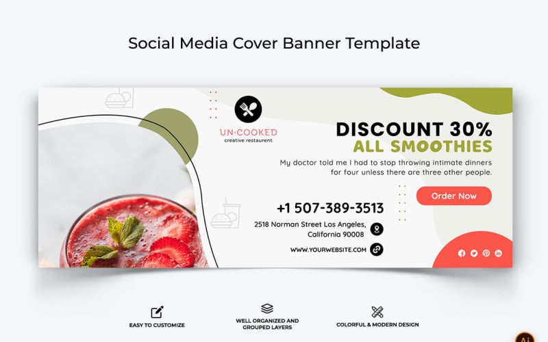Restaurant and Food Facebook Cover Banner Design-03 Social Media