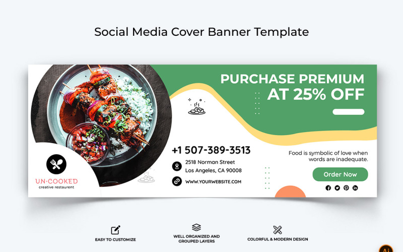 Restaurant and Food Facebook Cover Banner Design-04 Social Media
