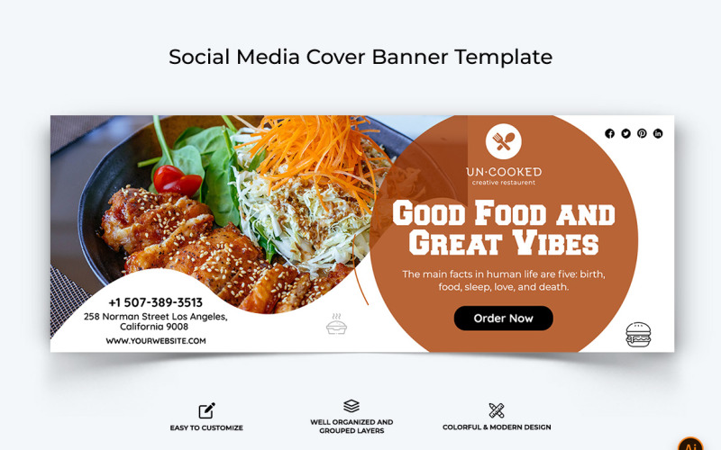 Restaurant and Food Facebook Cover Banner Design-05 Social Media