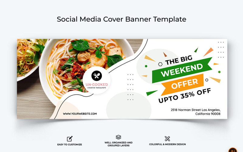 Restaurant and Food Facebook Cover Banner Design-06 Social Media