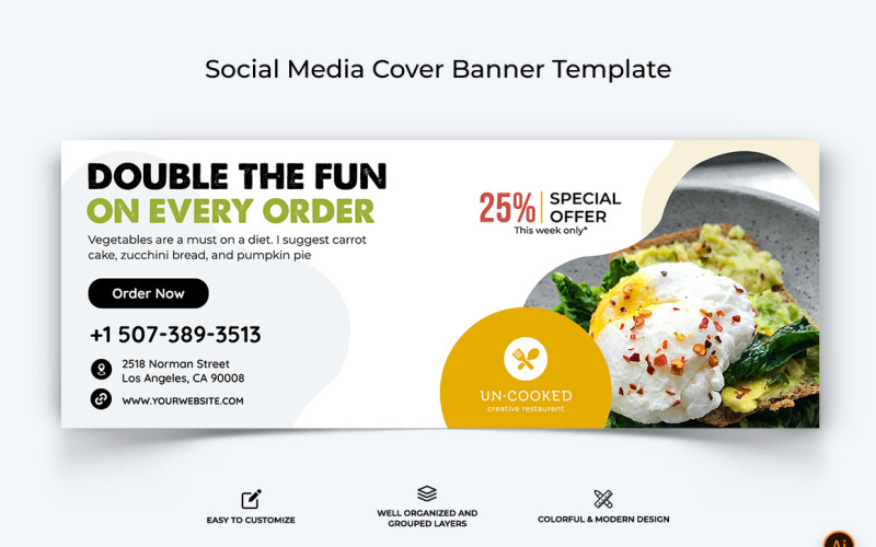 Restaurant and Food Facebook Cover Banner Design-08 Social Media