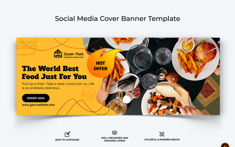 Restaurant and Food Facebook Cover Banner Design-10 Social Media