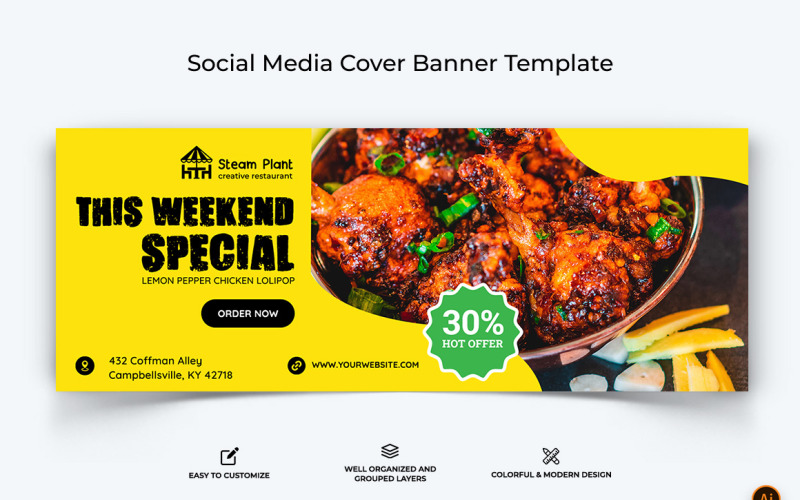 Restaurant and Food Facebook Cover Banner Design-12 Social Media