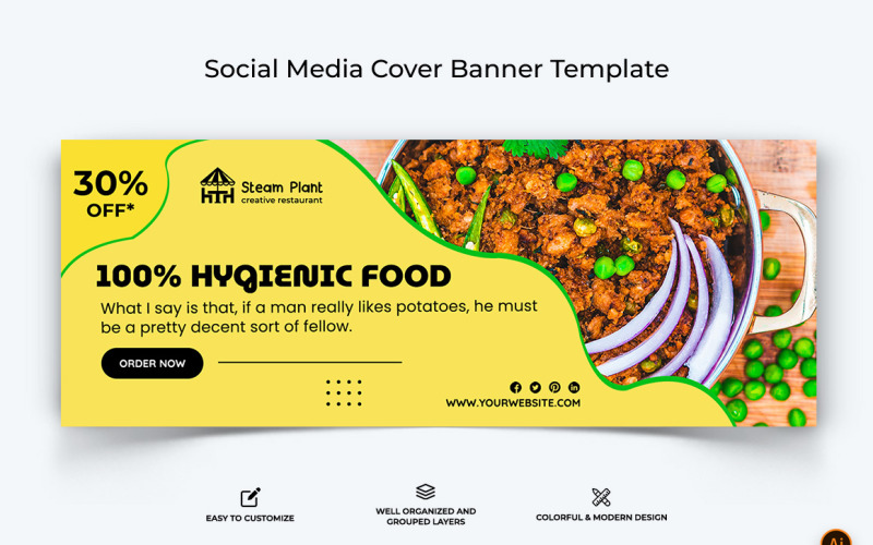 Restaurant and Food Facebook Cover Banner Design-13 Social Media
