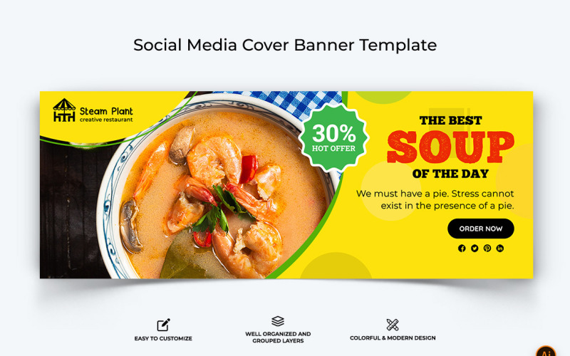Restaurant and Food Facebook Cover Banner Design-15 Social Media