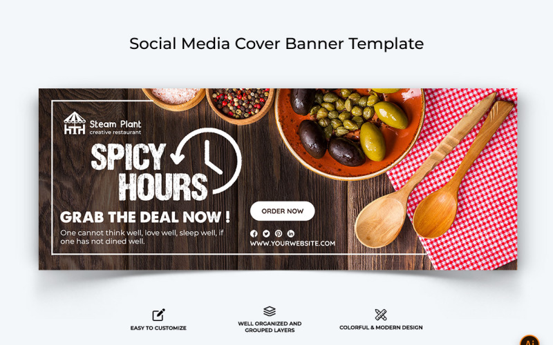 Restaurant and Food Facebook Cover Banner Design-16 Social Media