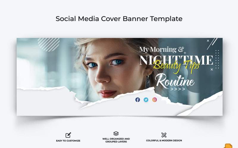 Beauty Tips Facebook Cover Banner Design-009 Social Media