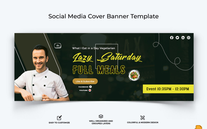 Chef Cooking Facebook Cover Banner Design-006 Social Media