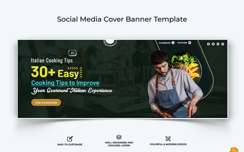 Chef Cooking Facebook Cover Banner Design-008 Social Media