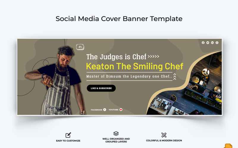 Chef Cooking Facebook Cover Banner Design-010 Social Media