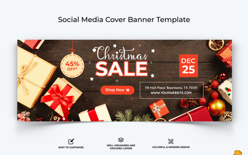 Christmas Sale Facebook Cover Banner Design-002 Social Media