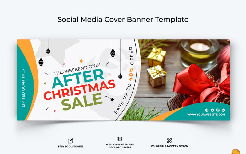 Christmas Sale Facebook Cover Banner Design-004 Social Media