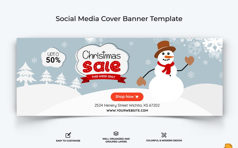 Christmas Sale Facebook Cover Banner Design-006 Social Media