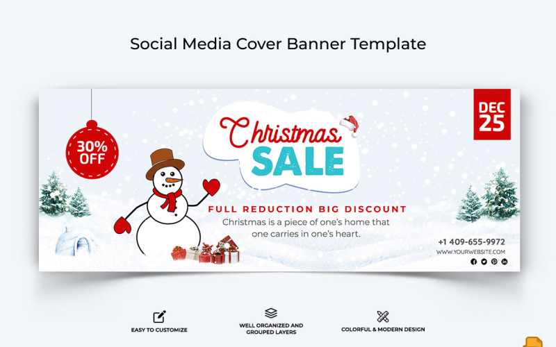 Christmas Sale Facebook Cover Banner Design-009 Social Media