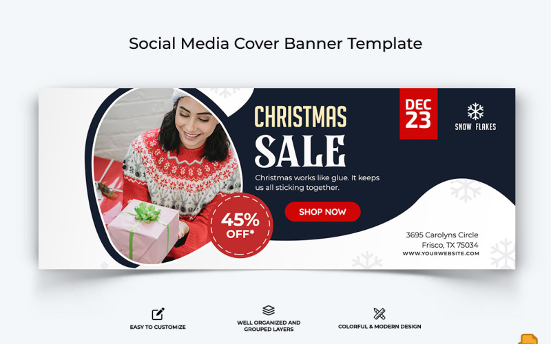 Christmas Sale Facebook Cover Banner Design-010 Social Media