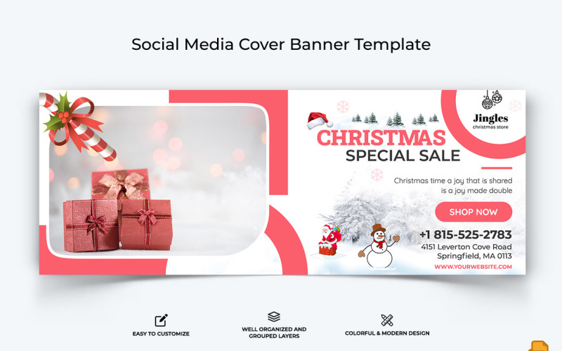 Christmas Sale Facebook Cover Banner Design-012 Social Media