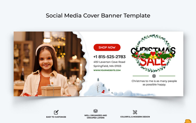 Christmas Sale Facebook Cover Banner Design-013 Social Media