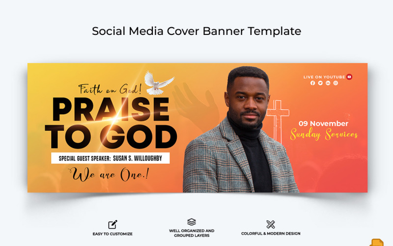 Church Speech Facebook Cover Banner Design-030 Social Media