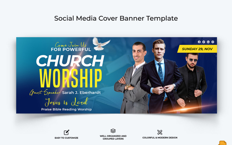 Church Speech Facebook Cover Banner Design-034 Social Media