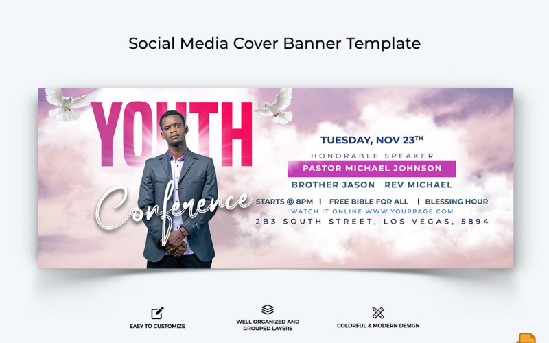 Church Speech Facebook Cover Banner Design-038 Social Media