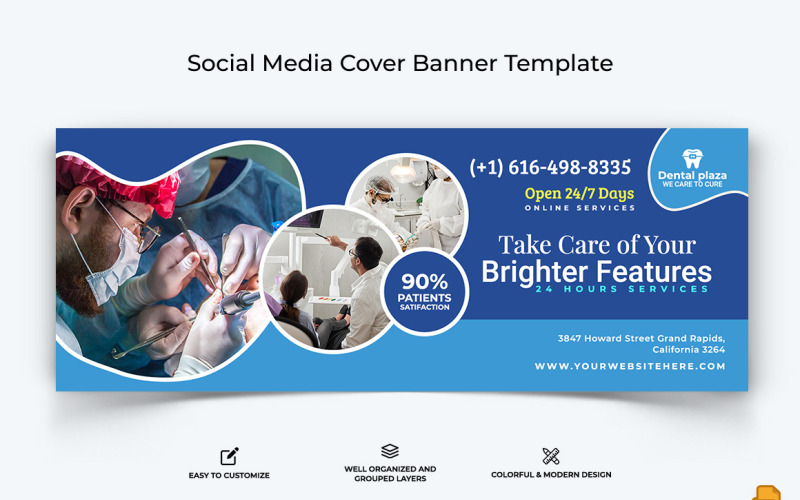 Dental Care Facebook Cover Banner Design-001 Social Media