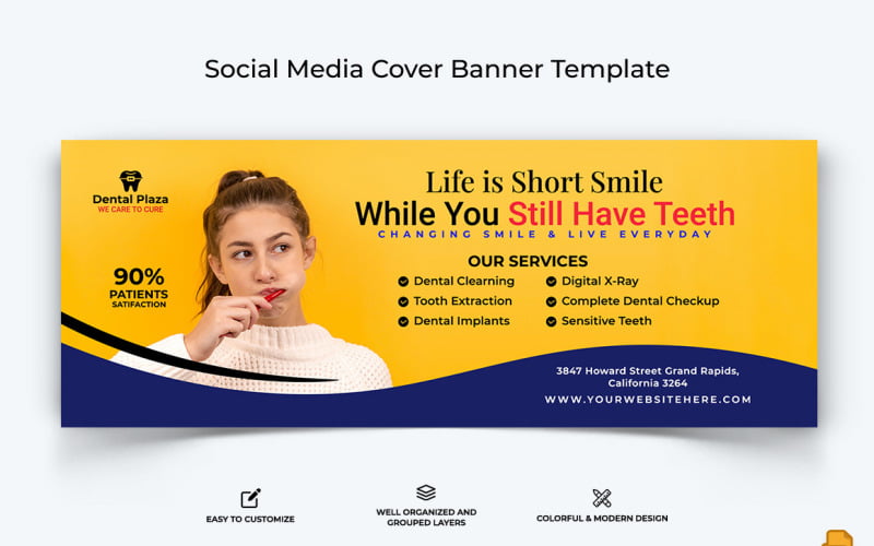 Dental Care Facebook Cover Banner Design-009 Social Media