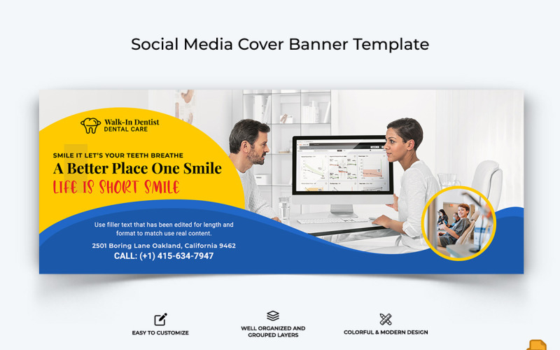 Dental Care Facebook Cover Banner Design-014 Social Media