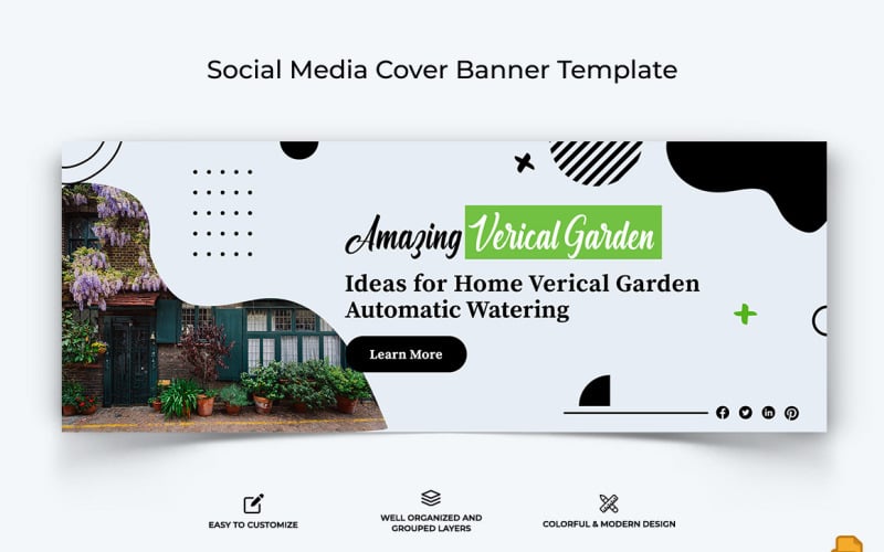 Home Gardening Facebook Cover Banner Design-002 Social Media