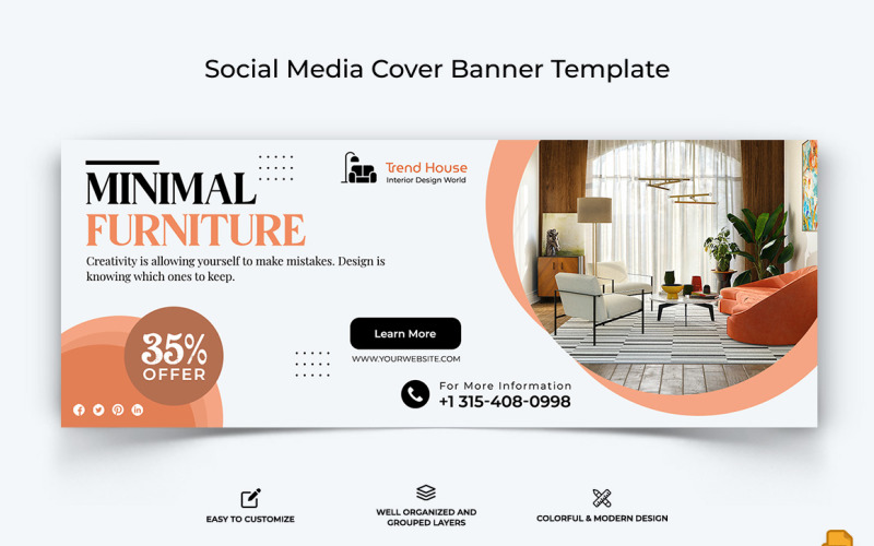 Interior Minimal Facebook Cover Banner Design-019 Social Media