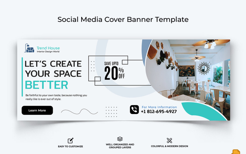 Interior Minimal Facebook Cover Banner Design-021 Social Media