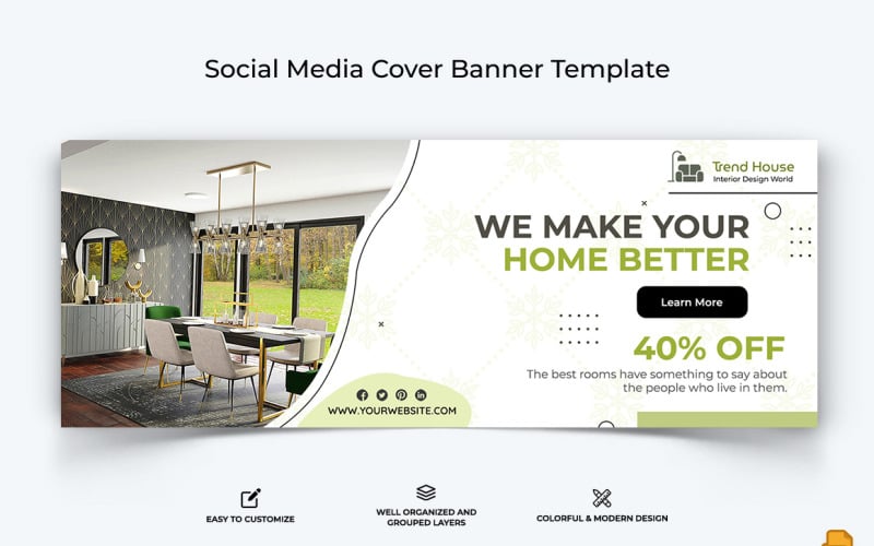 Interior Minimal Facebook Cover Banner Design-023 Social Media