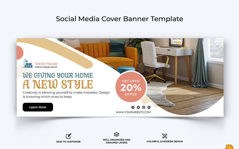 Interior Minimal Facebook Cover Banner Design-025 Social Media