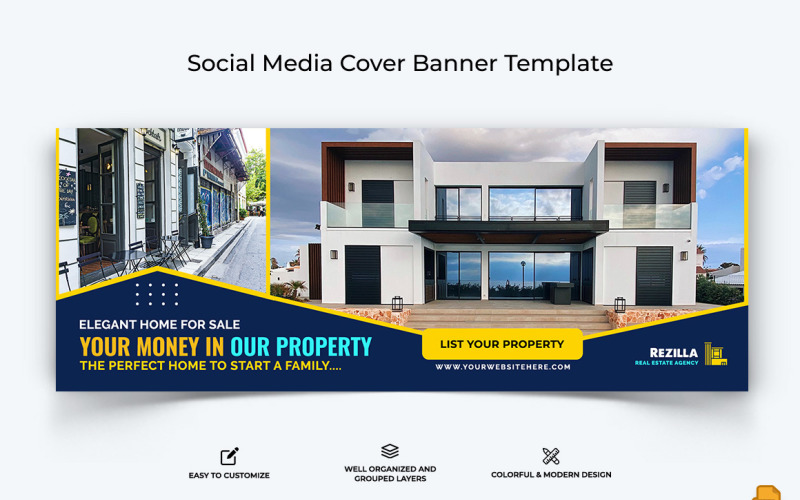 Real Estate Facebook Cover Banner Design-019 Social Media