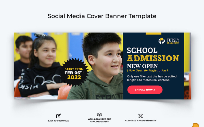 School Admission Facebook Cover Banner Design-007 Social Media