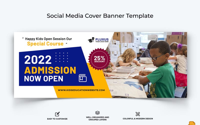 School Admission Facebook Cover Banner Design-011 Social Media