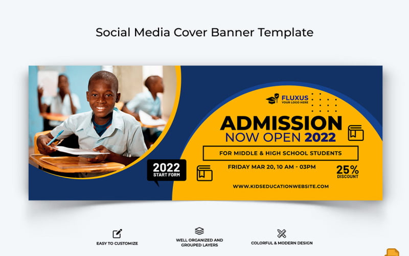 School Admission Facebook Cover Banner Design-014 Social Media