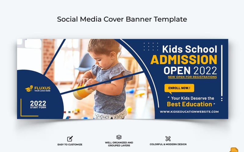 School Admission Facebook Cover Banner Design-015 Social Media