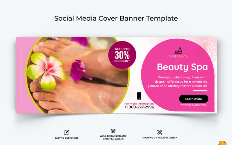 Spa and Salon Facebook Cover Banner Design-012 Social Media