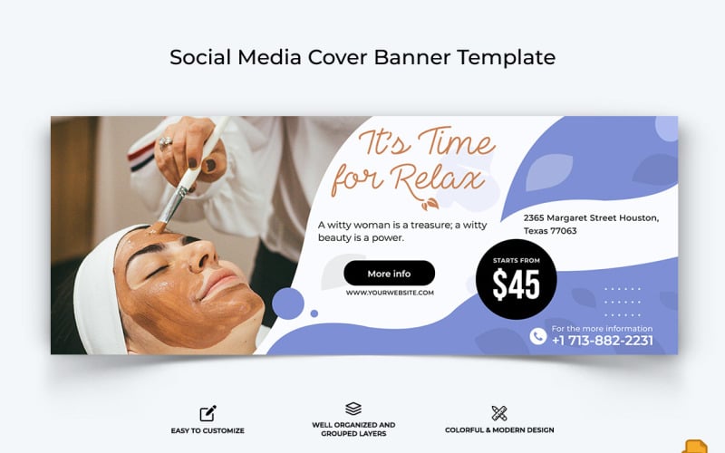 Spa and Salon Facebook Cover Banner Design-014 Social Media