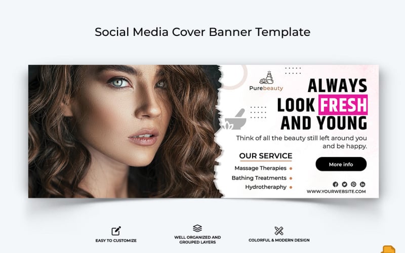 Spa and Salon Facebook Cover Banner Design-017 Social Media