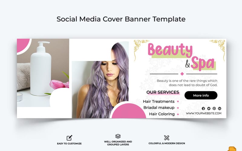 Spa and Salon Facebook Cover Banner Design-026 Social Media