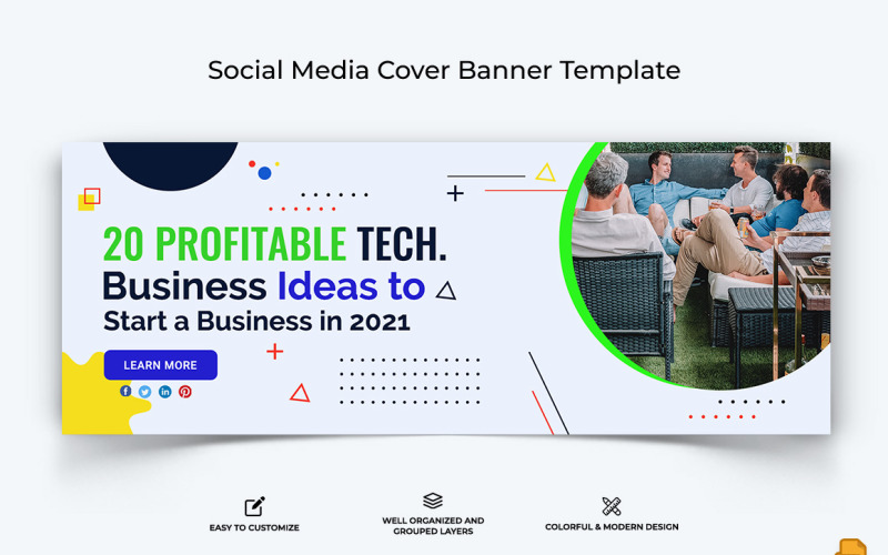 Startups Business Facebook Cover Banner Design-018 Social Media