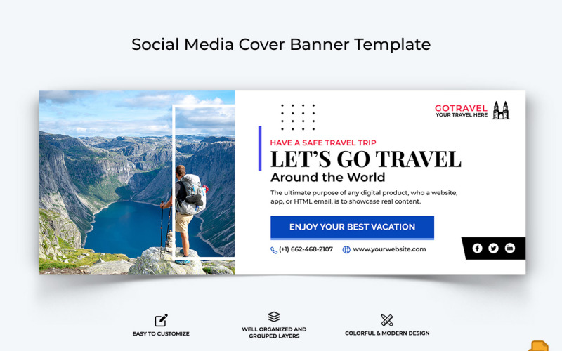 Travel Facebook Cover Banner Design-026 Social Media